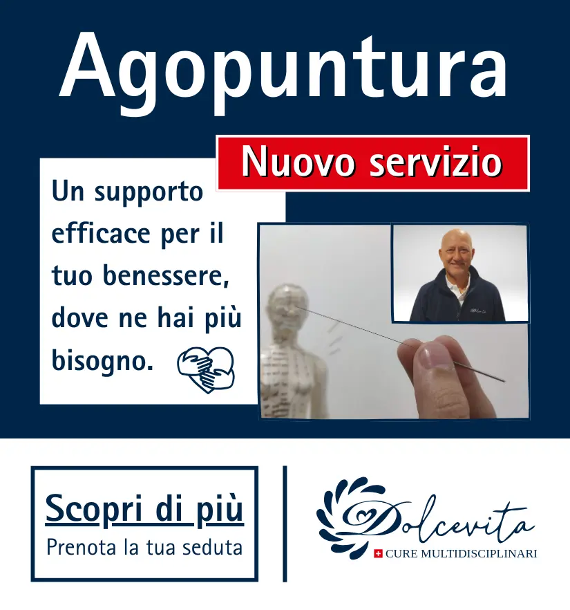 Volantino novità agopuntura a domicilio in ticino di Dolcevitacure che mostro le info pricipali